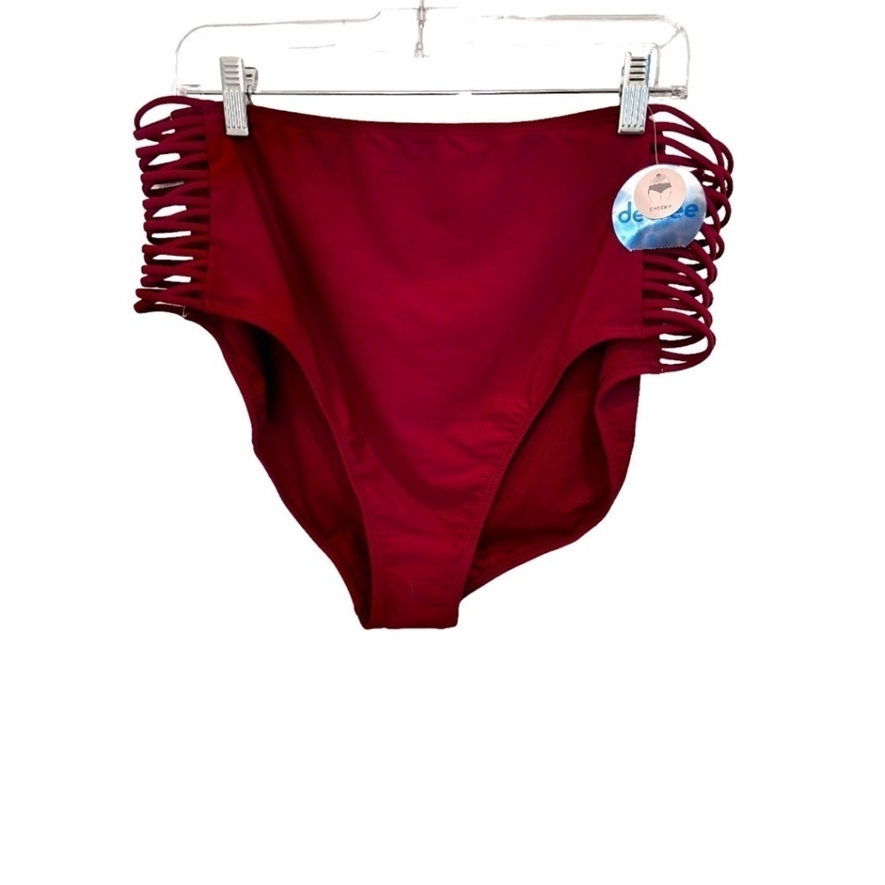 Decree High-Rise Cheeky Scrappy Side Swim Suit Bottoms Wild Fuchsia Size 2X NWT